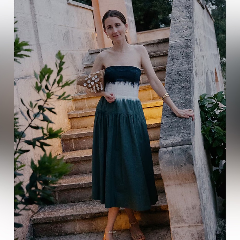 J. Crew Strapless Dress in Black and Green